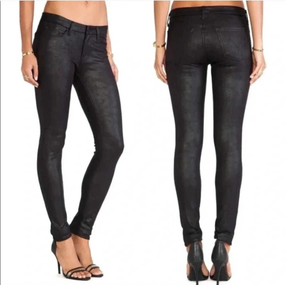 MOTHER The Looker Faux Suede Skinny Black Pants Jeans 26